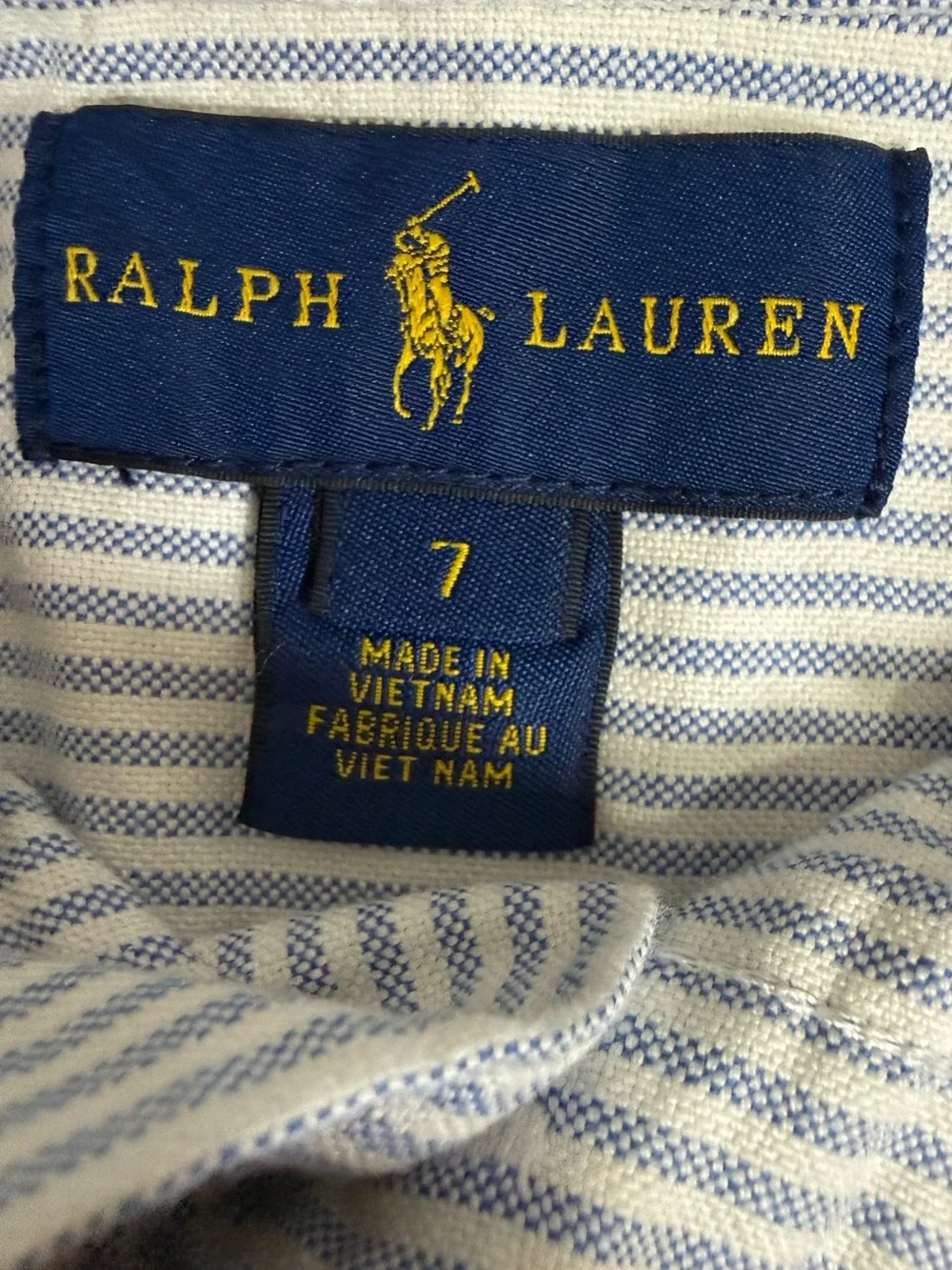 Polo Ralph Lauren Boys Striped Oxford Button Up Shirt Embroidered Pony Size 7